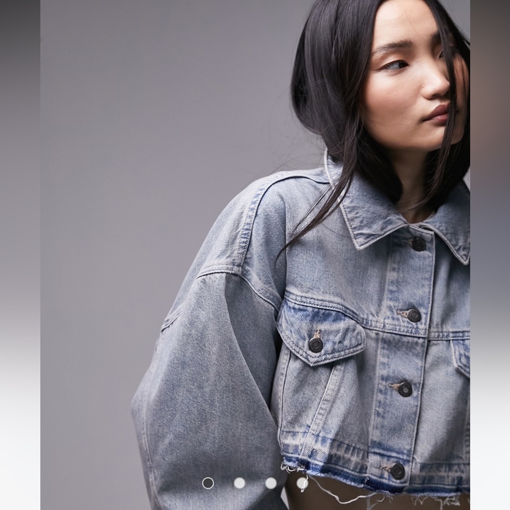 Topshop Denim cropped balloon jacket sz US 10